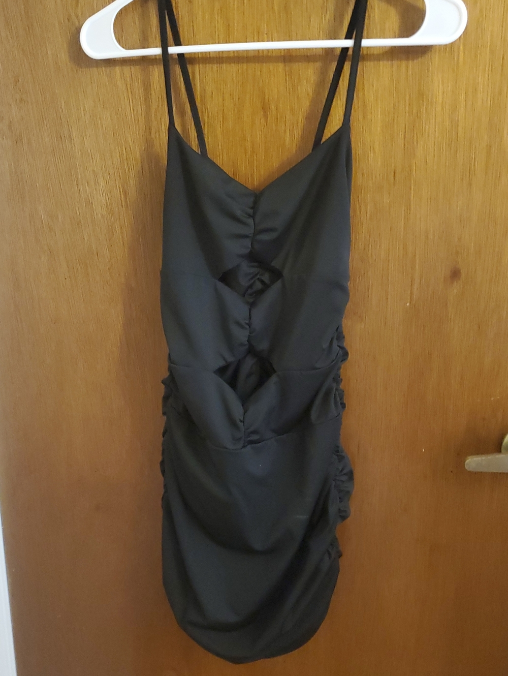 Women’s Black Ruched Spaghetti Strap Dress